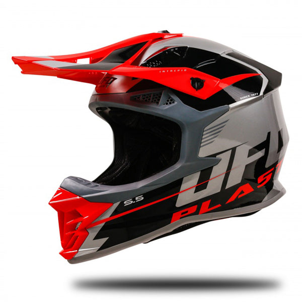 UFO Intrepid Motocross Helmet Grey/Red Gloss