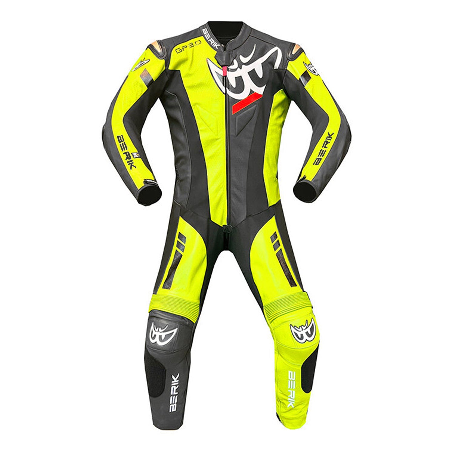 Berik Leather Suit 1pc LS1-191315FR-BK Magnesium Black/ Fluo