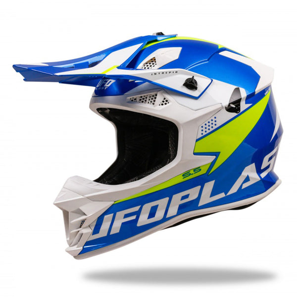 UFO Intrepid Motocross Helmet Blue/Yellow Gloss