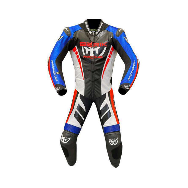 Berik Leather Suit 1pc LS1-171334SP-BK Magnesium Black/ White/ Fluo Red/ Bright Blue
