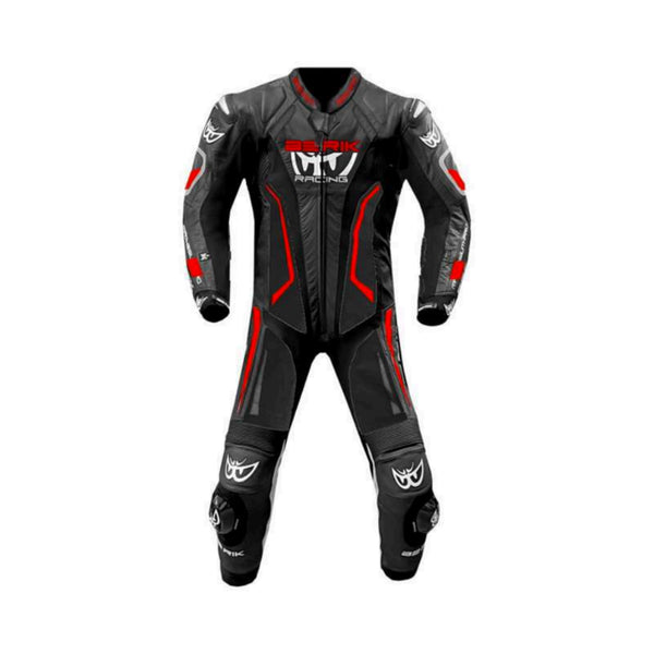 Berik Leather Suit 1pc LS1-9059-BK Magnesium Black/ Red Fluo