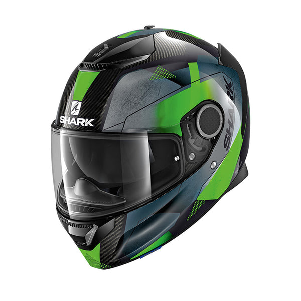 Shark Spartan Carbon Helmet Skin Kitari Green Gloss