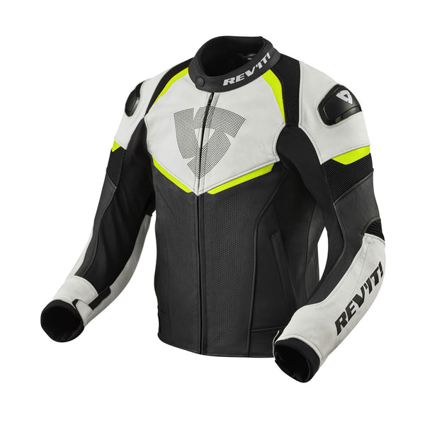 Rev'It Convex Leather Jacket Black/Neon Yellow