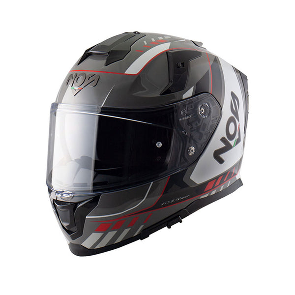 Nos NS-10 Helmet Mig Grey/White/Red Gloss
