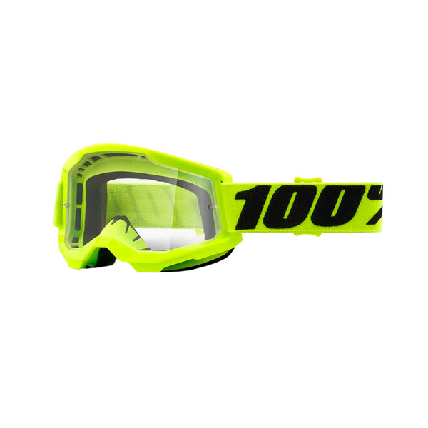 100% Maschera da cross Strata 2 Fluo Yellow lente trasparente