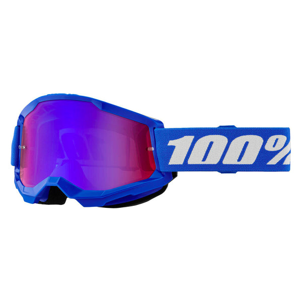 100% Maschera da cross Strata 2 Blue Lente Specchio Blu/Rossa