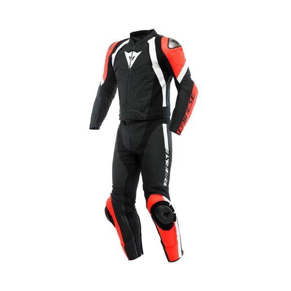 Dainese Avro 4 2PC Leather Suit Black Matt/Fluo Red/White