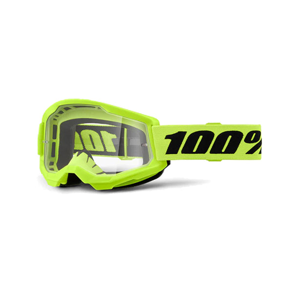 100% Maschera da cross Strata 2 Neon Yellow lente trasparente