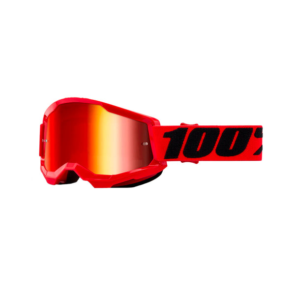 100% Maschera da cross Junior Strata 2 Red lente a specchio