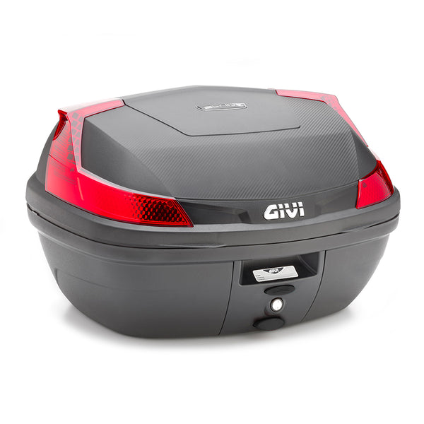 Givi B47 Blade Bauletto Nero Goffrato Con Catadiottri Rossi Senza Piasta E Kit Universale