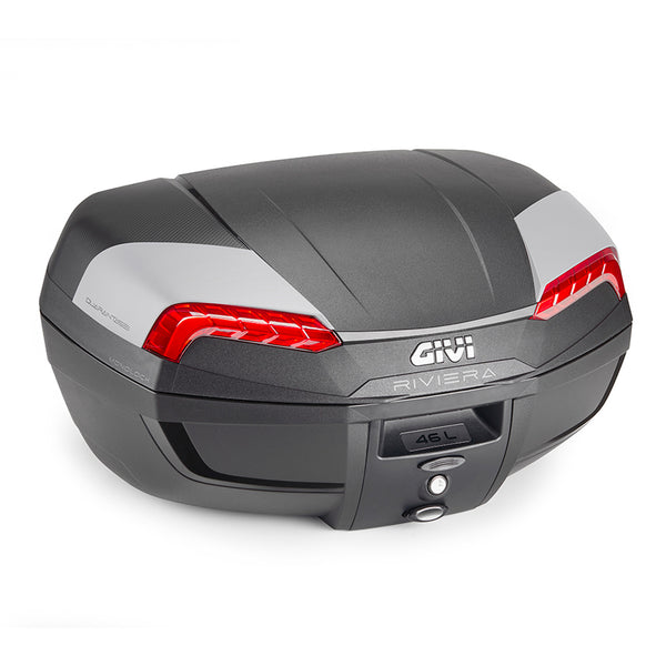 Givi E46N2 RIVIERA Bauletto Monolock 46 lt. nero con Inserti grigi e catadiottri rossi