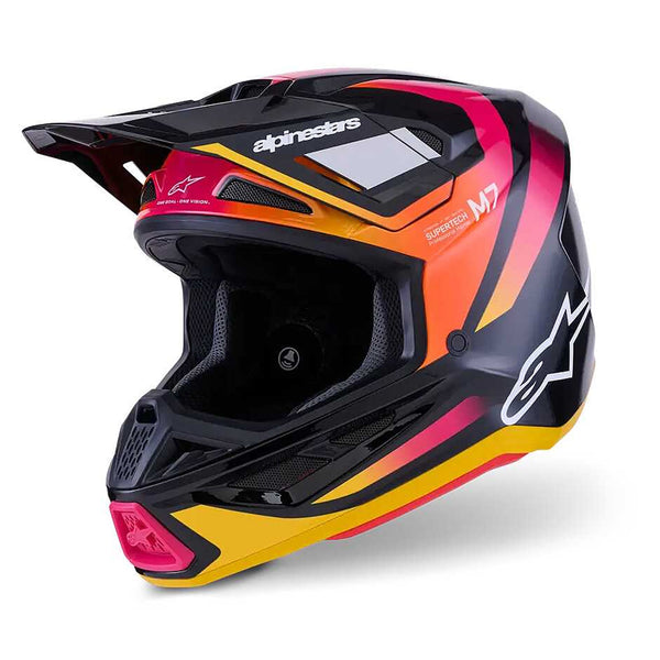 Alpinestars S-M7 Rise Helmet ECE06 Black/Yellow/Pink Gloss