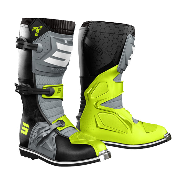 Shot Race 2 Boots Black/Grey/Neon Yellow