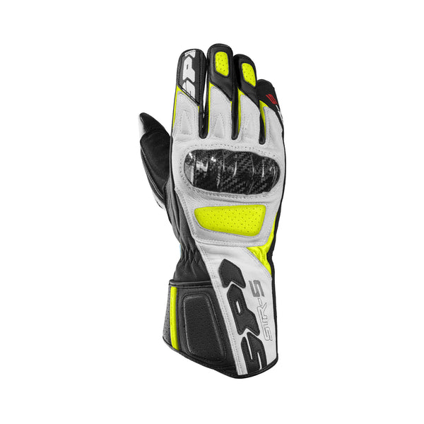 Spidi STR-5 Leather Gloves Black/White/Yellow Fluo