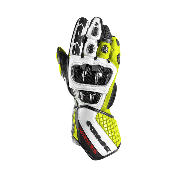 Spidi Carbo Track Evo Leather Gloves Black/Yellow Fluo/White