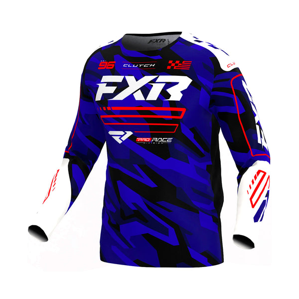 FXR Kids Clutch MX Jersey Blue Camo/Red