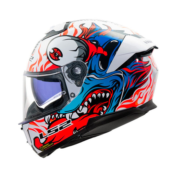 LS2 Stream II Helmet Inferno White/Blue/Red Gloss