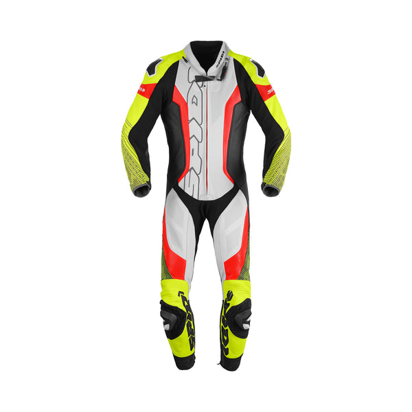 Spidi Supersonic Perforated Pro Leather Suit Black/White/Red/Yellow Fluo