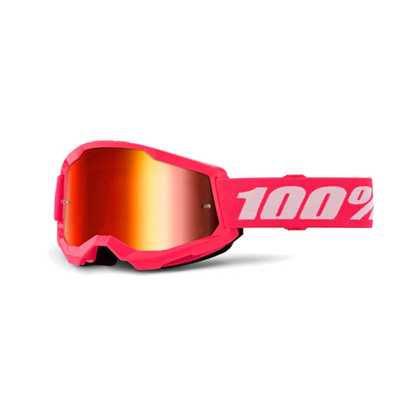 100% Maschera da cross Strata 2 Pink lente a specchio Red