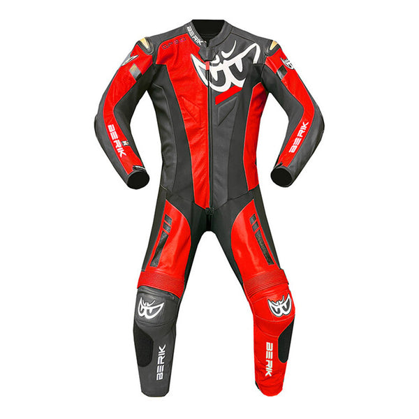 Berik Leather Suit 1pc LS1-191315FR-BK Magnesium Black/ Red